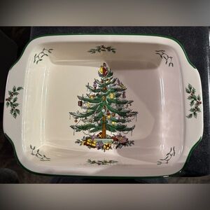 Spode Christmas Tree Rectangular Handled Dish